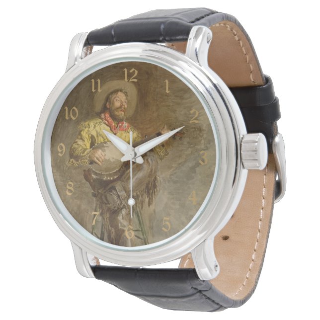 Singing Spanish Cowboy w Banjo Playing Trail Song Watch (Angled)