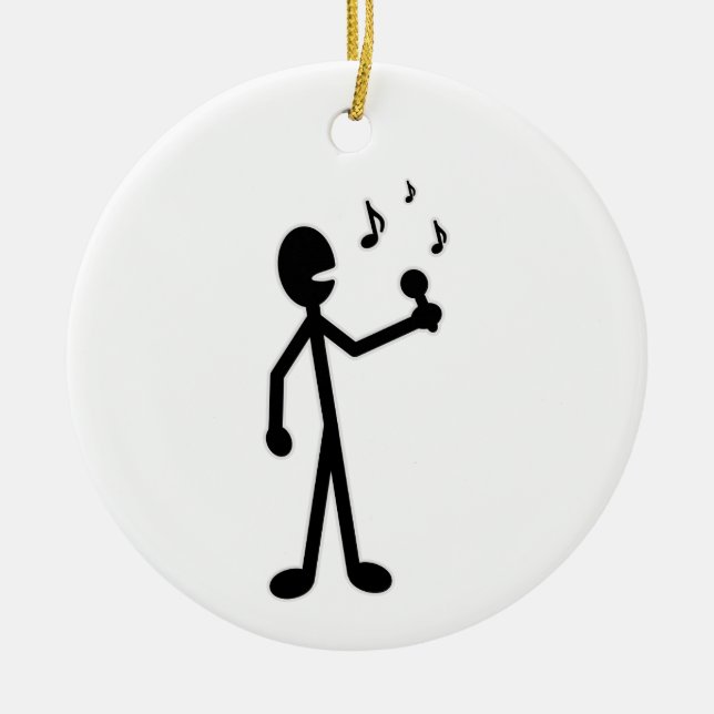 Singing Stick Figure Ceramic Ornament (Front)