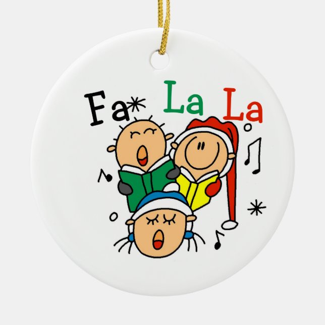 Singing Stick Figures Holiday Ornament (Front)