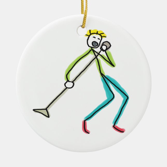 Singing Stickman Ceramic Ornament (Front)