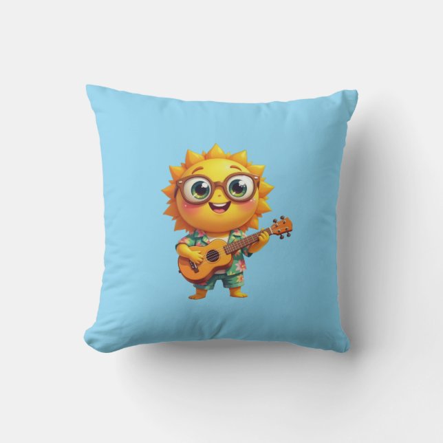Singing Sun Throw Pillow (Front)