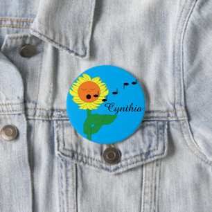 Singing Sunflower 3 Inch Round Button