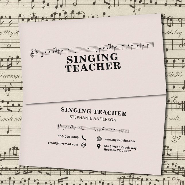 Singing Teacher - Music Sheet Business Card (Singing Teacher - Music Sheet Business Card)