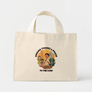 SINGING THANKS AND PRAISE Mom Daughter Kids Mini Tote Bag