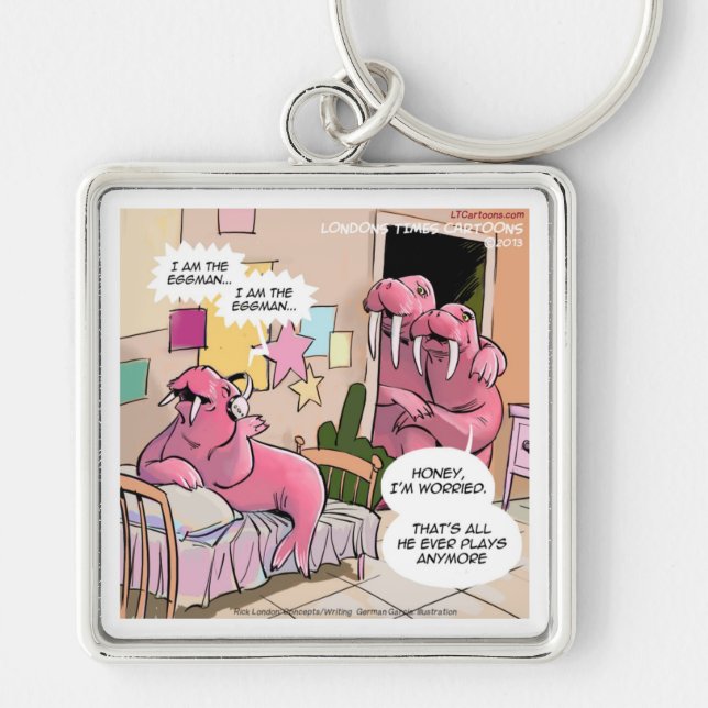 Singing Walrus Worried Parents Funny Keychain (Front)