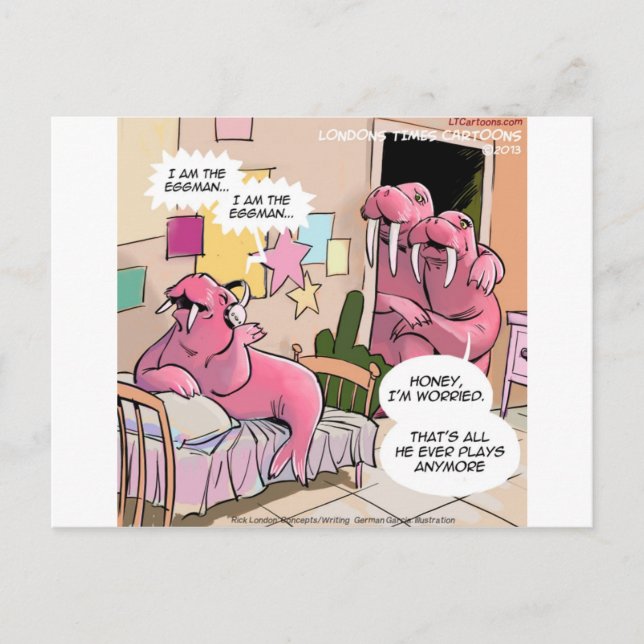 Singing Walrus Worried Parents Funny Postcard (Front)