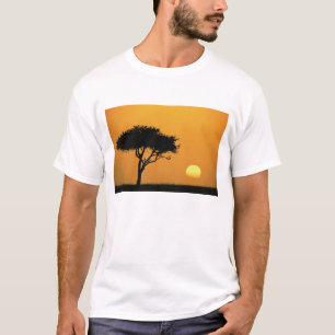 Single Acacia tree silhouetted at sunrise, Masai T-Shirt