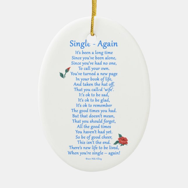 Single Again Ceramic Ornament (Front)