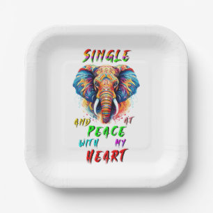 Single And At Peace With My Heart Paper Plate