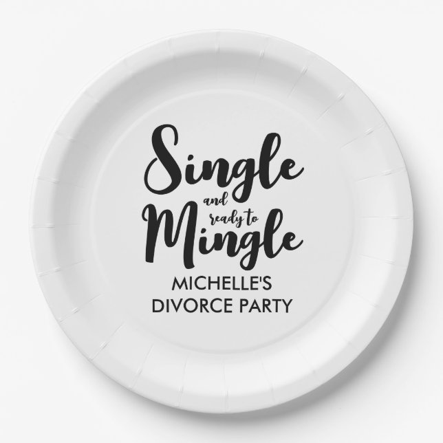 Single and ready to mingle divorce party custom paper plate (Front)