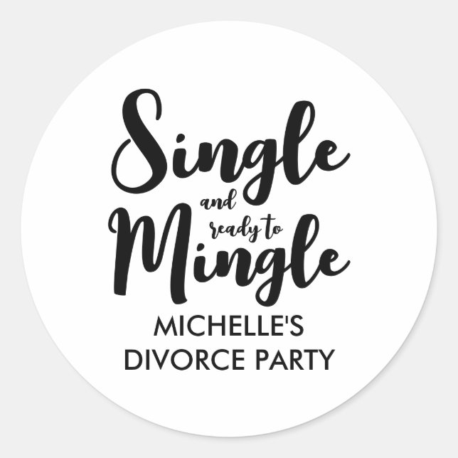 Single and ready to mingle divorce party stickers (Front)