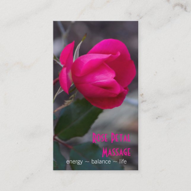 Single Bending Pink Rose Photograph Appointment Card (Front)