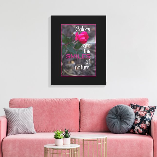 Single Bending Pink Rose Photograph Canvas Print (Insitu(LivingRoom))