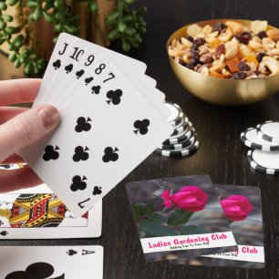 Single Bending Pink Rose Photograph Personalized Playing Cards