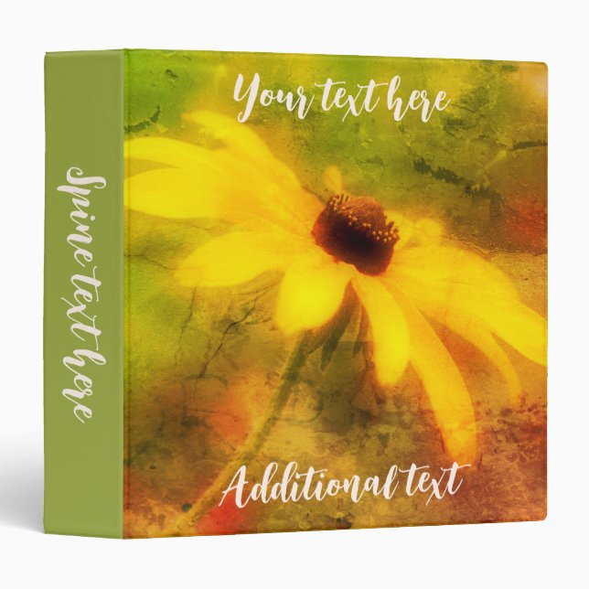 Single Black Eyed Susan Daisy Art Personalized Binder (Front/Spine)