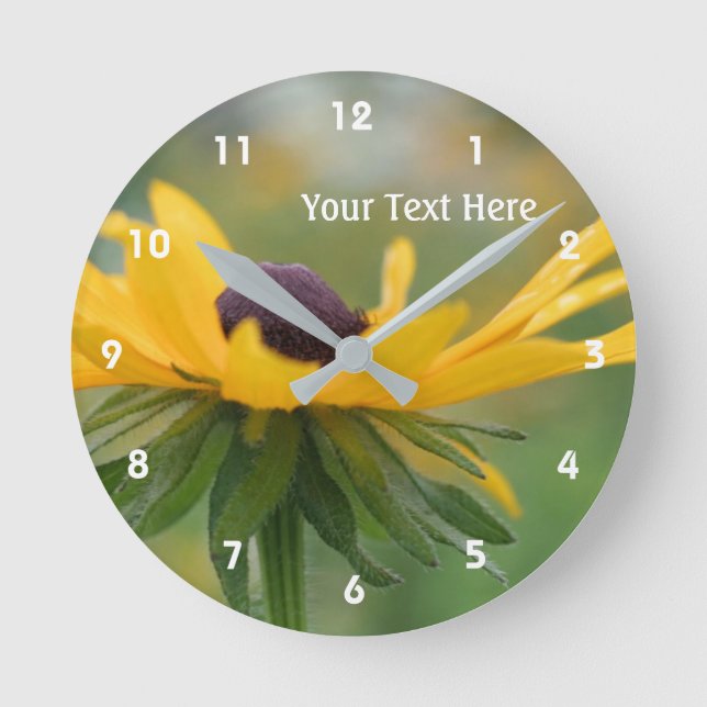 Single Black Eyed Susan Daisy Flower Round Clock (Front)