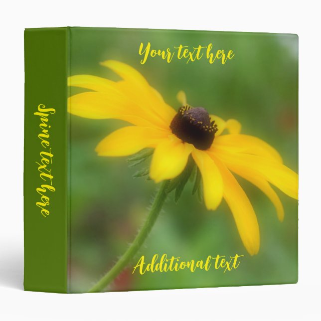 Single Black Eyed Susan Daisy Personalized Binder (Front/Spine)