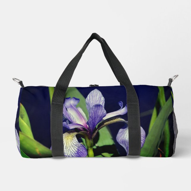 Single Blue Flag Iris Flower Nature  Duffle Bag (Front)