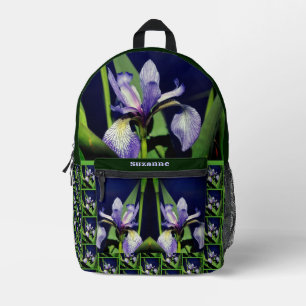 Single Blue Flag Iris Flower Nature Personalized Printed Backpack