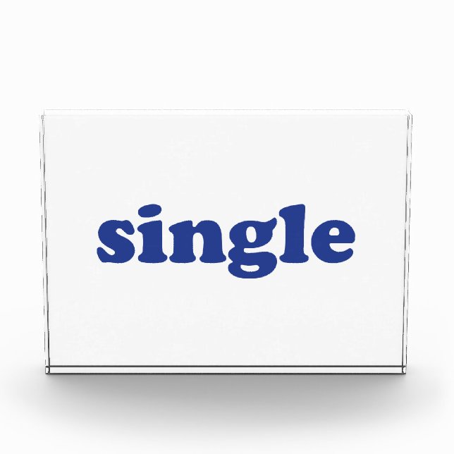 "single" blue letters clear photo block (Front)