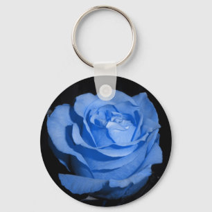 Single Blue Rose Keychain