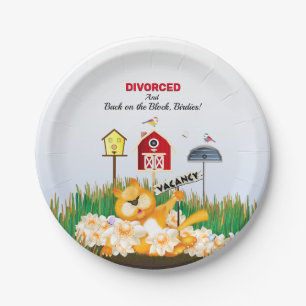 Single Cat Invites Birds   Divorce Party Paper Plate