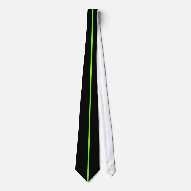 Single Chartreuse Stripe on Black Tie (Front)
