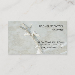 Single coral on the beach business card
