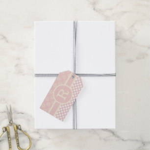 Single Custom Monogram Polka Dot and Roses Gift Tags