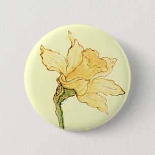 Single Daffodil Illustration by Kate Greenaway 2 Inch Round Button