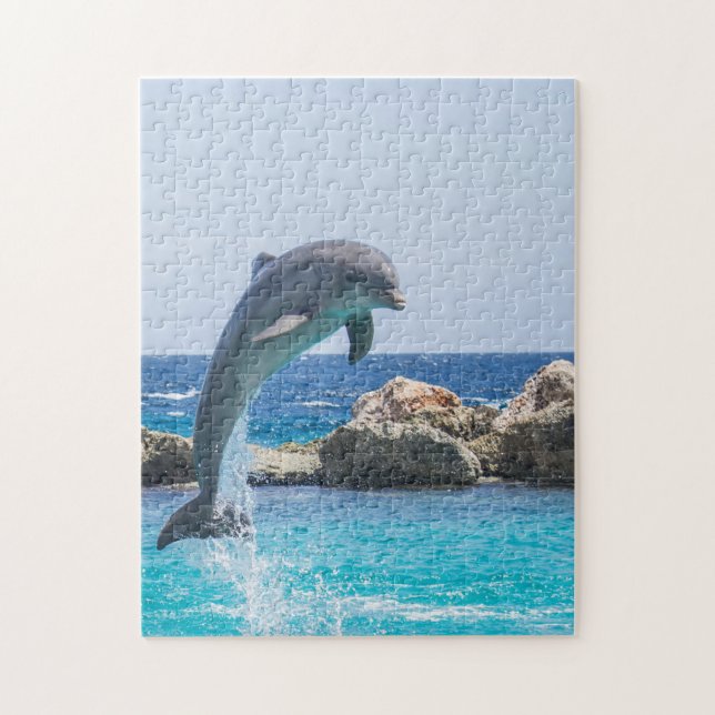 Single Dolphin Jumping Jigsaw Puzzle (Vertical)