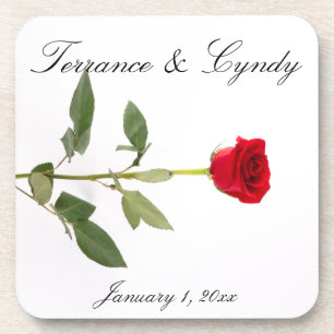 Single Elegant Long Stem Red Rose Coaster
