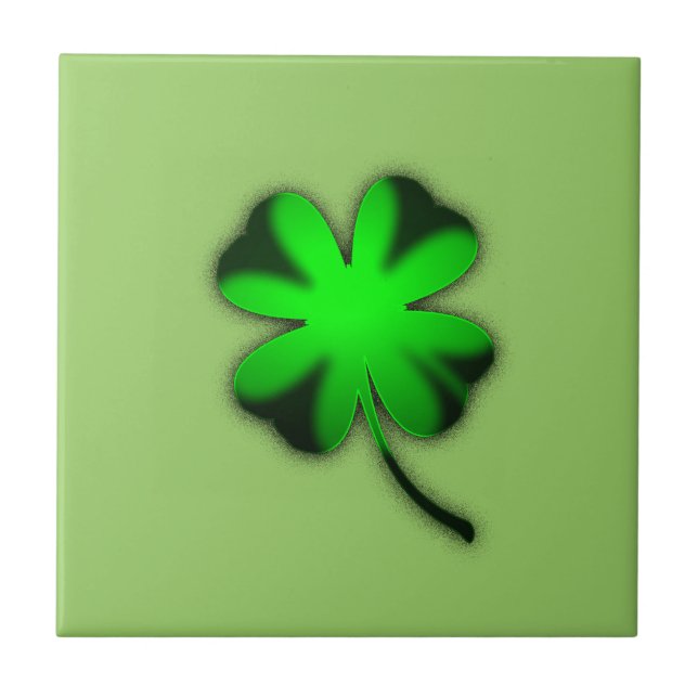 Single Four Leaf Clover Ceramic Tile (Front)