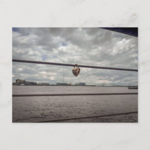 Single Heart Love Lock Postcard