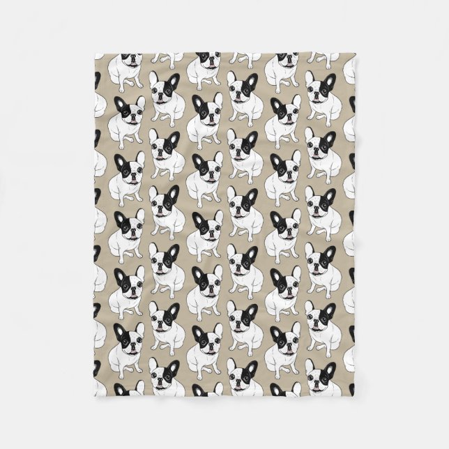 Single Hooded Brindle Pied Frenchie Fleece Blanket (Front)