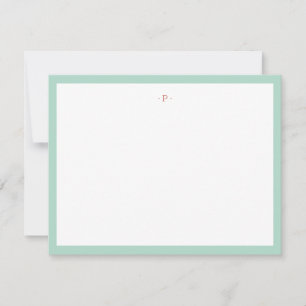 Single Initial Red White Navy Blue Striped Modern Card