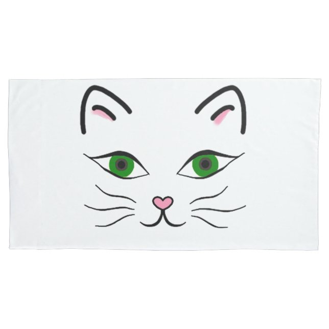 Single King Pillowcase - Kitty Face (Front)