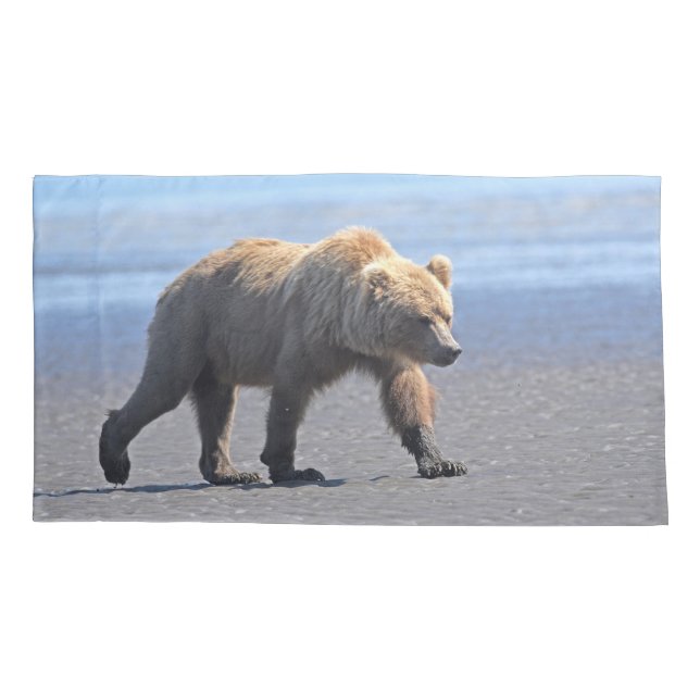 Single King Size Pillowcase of grizzly bear (Back)