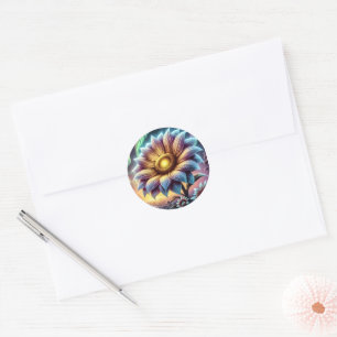 single large sunflower classic round sticker