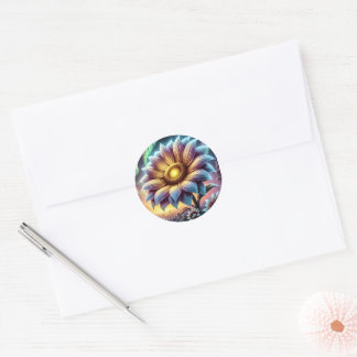 single large sunflower classic round sticker
