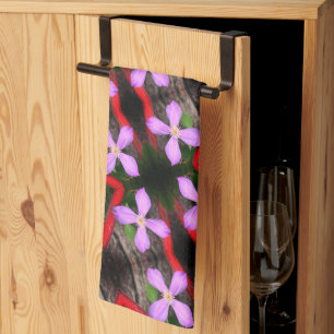 Single Lavender Clematis Flower Abstract Pattern   Kitchen Towel
