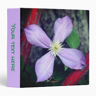 Single Lavender Clematis Flower Personalized Binder