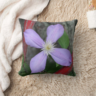 Single Lavender Clematis Flower Throw Pillow