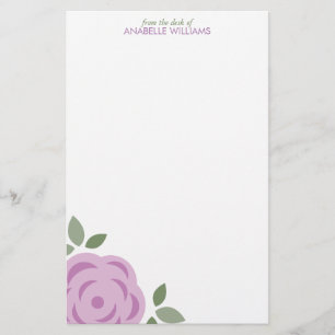 Single Lavender Flower Personalized Stationery