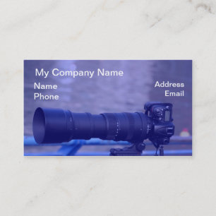 Single Lens Reflex Camera with Long Telephoto Lens Business Card