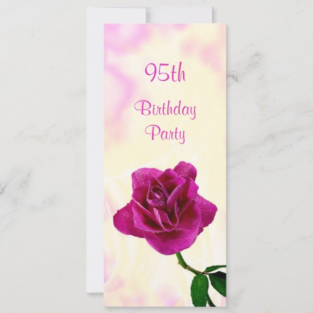 Single Lilac Rose 95th Birthday Invitation (Front)