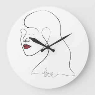 Single line art - Love Large Clock
