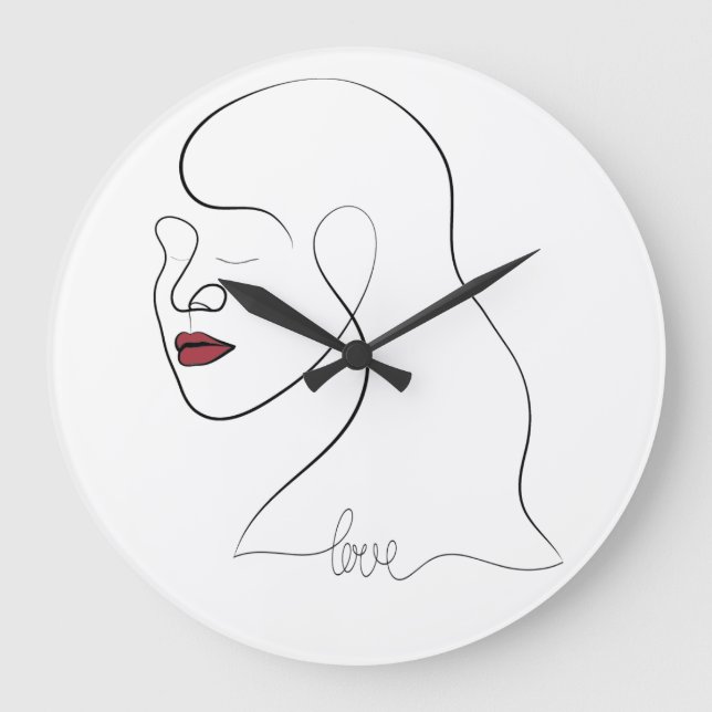 Single line art - Love Large Clock (Front)