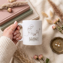 Single line art personalized mom's mug