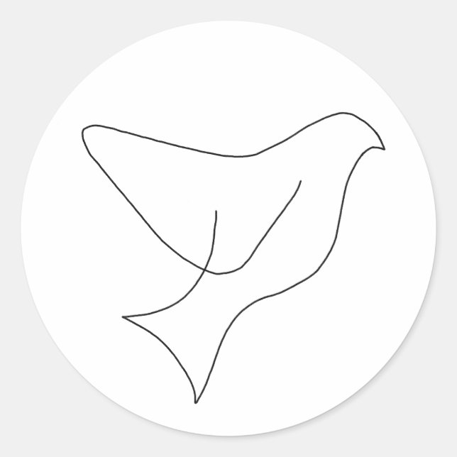 Single Line Dove Drawing Holiday Classic Round Sticker (Front)